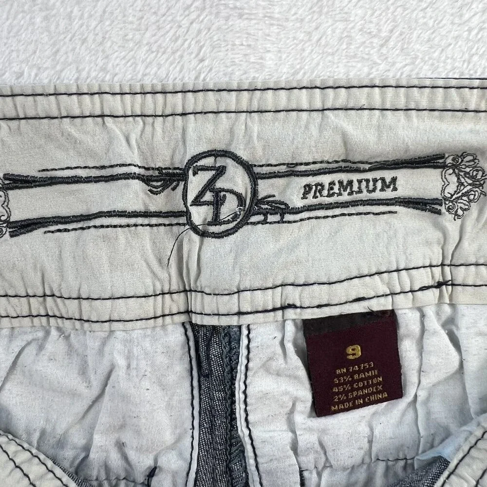 Y2K Zana Di‎ Jrs 9 Bermuda Shorts Low Rise Blue Denim Sailor Long Street Grunge